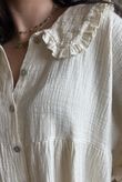 Annie Cushion Cotton Peter Pan Smock Blouse Panna Cotta